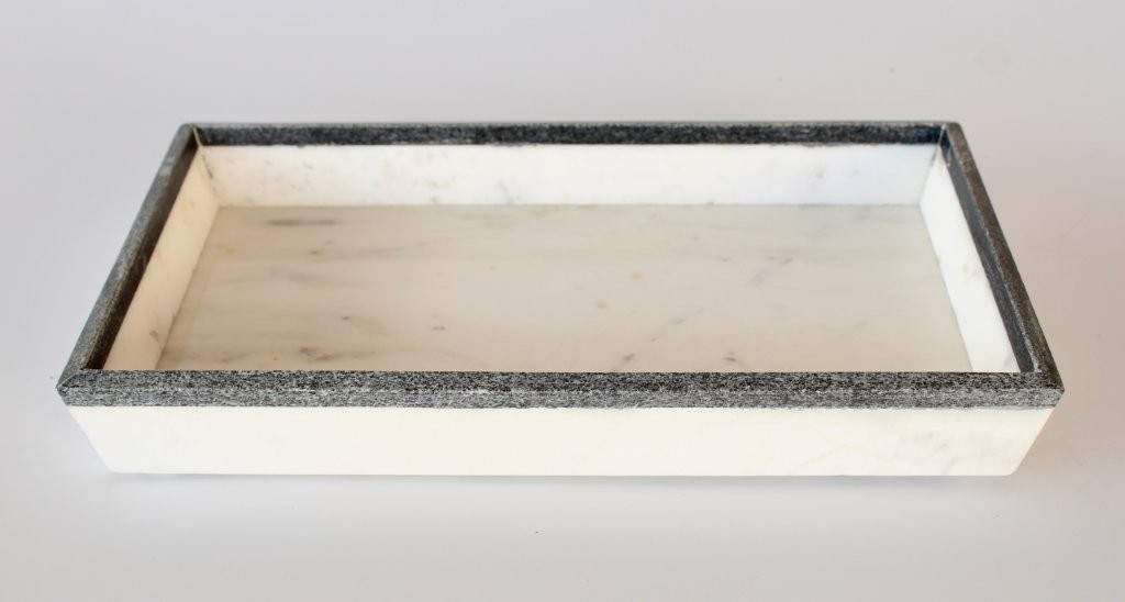 White Marble Tray With Grey Edge
